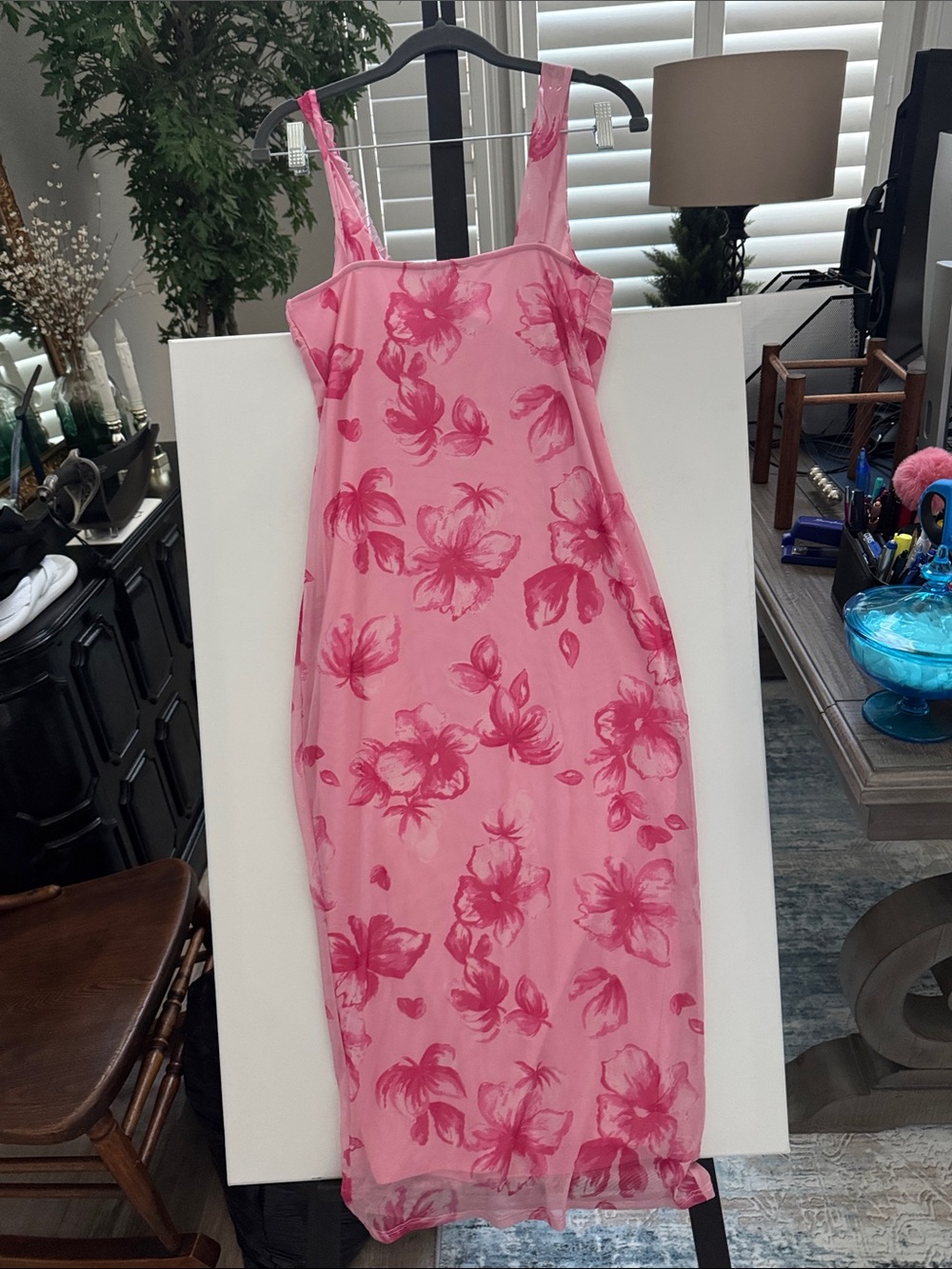 Derek Heart Pink Floral Maxi Slip Dress - Picture 4 of 4